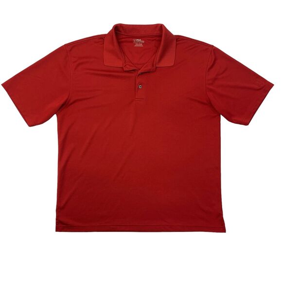 PGA Tour Golf Polo Shirt Mens 2XL XXL Red Side Vent Performance Sweat Wicking - Picture 1 of 11